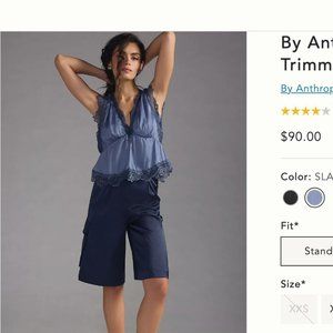 Anthropologie Silky Lace Trimmed Blouse Size Medium